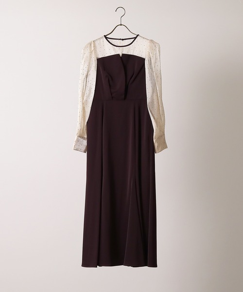 「Kana」 長袖ワンピース S ベージュ×ブラック レディース_画像9