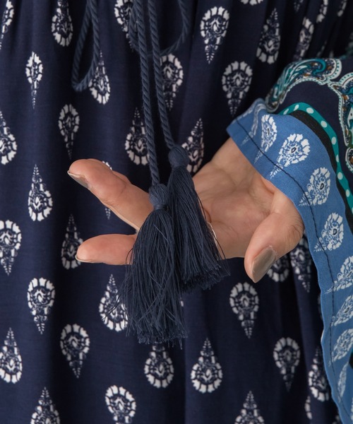 「LAVEANGE」 長袖ワンピース M ネイビー レディース_画像7