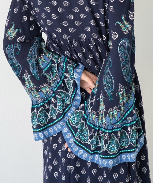 「LAVEANGE」 長袖ワンピース M ネイビー レディース_画像9