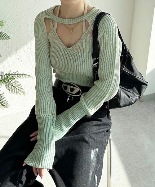 「sedacle girl」 ニットアンサンブル FREE ネイビー レディース_画像3