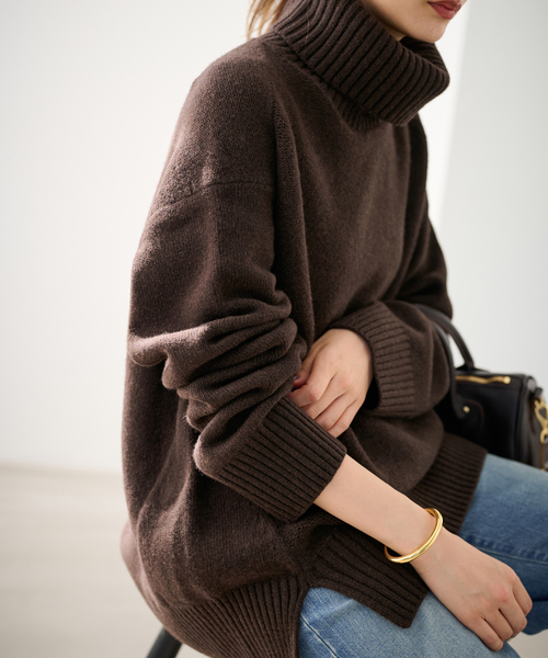 新品　フレームワーク　AQUA　カシミヤ混　タートルプルオーバー　ニット FRAMeWORK（フレームワーク） ニット セーター 「追加」AQUA タートル