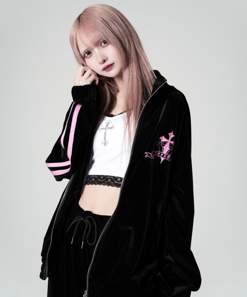 REFLEM（レフレム） ジャージ 「REFLEM/レフレム」クロス刺繍ベロア