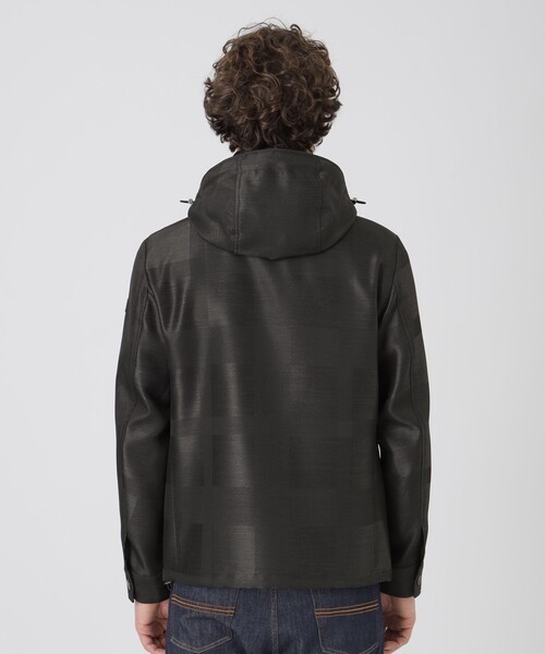 未使用級✨バーバリー シャドーチェックフード付ブルゾン 撥水 黒系 Ｌ BLACK LABEL CRESTBRIDGE（ブラックレーベル クレストブリッジ