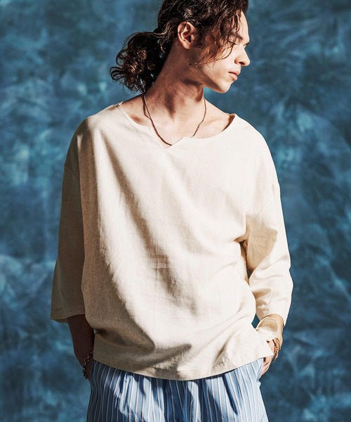 Jih Nunc（ジーヌンク） 七分袖 シャツ mlt5546-レーヨンリネン