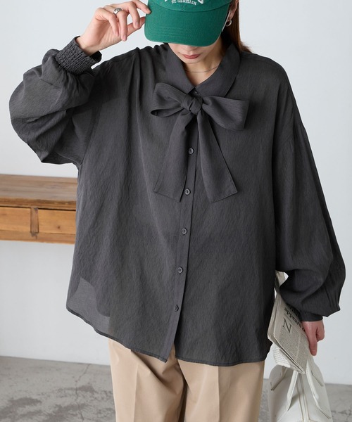 BONLECILL（ボンルシール） ブラウス シャツ シアーボイル 2Way