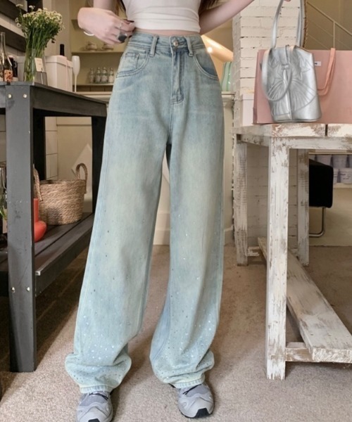 「LADY LIKE」 デニムパンツ S サックスブルー レディース_画像2