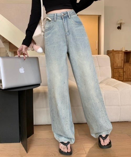 「LADY LIKE」 デニムパンツ S サックスブルー レディース_画像3