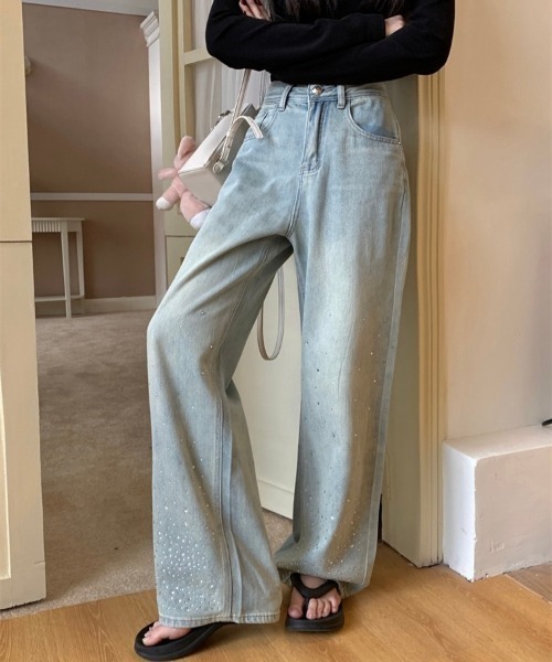 「LADY LIKE」 デニムパンツ S サックスブルー レディース_画像4