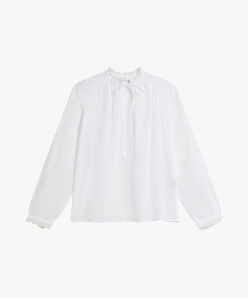 agnes b.（アニエスベー） ブラウス シャツ ガーゼ調コットン リボン