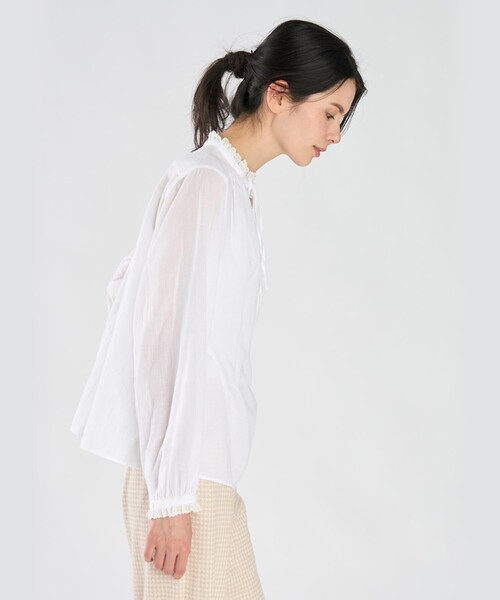 agnes b.（アニエスベー） ブラウス シャツ ガーゼ調コットン リボン