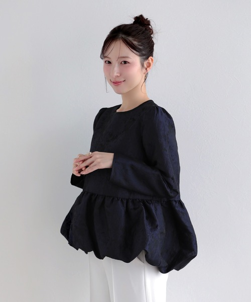 fitmore ジャガード裾バルーントップス Fit more（フィットモア） ジャガード裾バルーントップス レディース