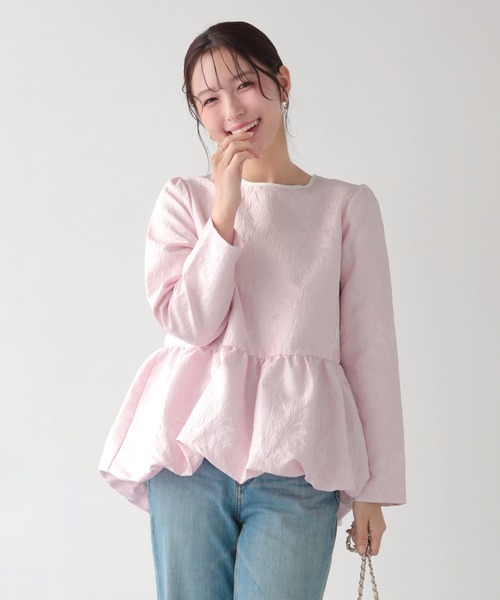 Fit more（フィットモア） ジャガード裾バルーントップス レディース