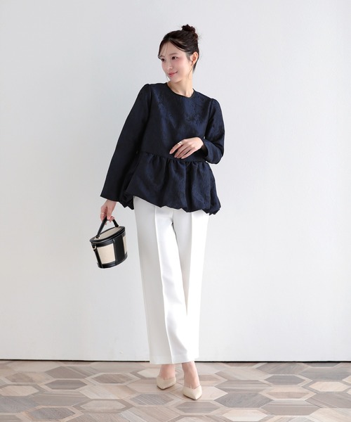 fitmore ジャガード裾バルーントップス Fit more（フィットモア） ジャガード裾バルーントップス レディース
