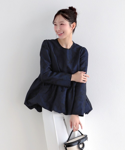 Fit more（フィットモア） ジャガード裾バルーントップス レディース