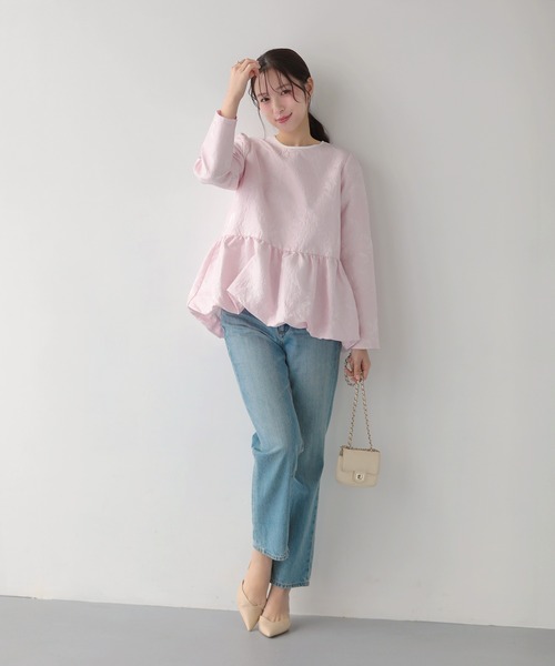 Fit more（フィットモア） ジャガード裾バルーントップス レディース