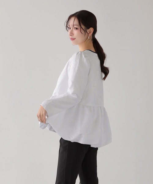 Fit more（フィットモア） ジャガード裾バルーントップス レディース