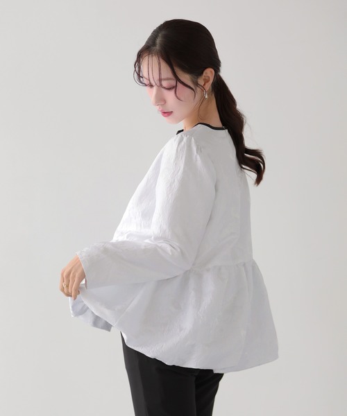 Fit more（フィットモア） ジャガード裾バルーントップス レディース