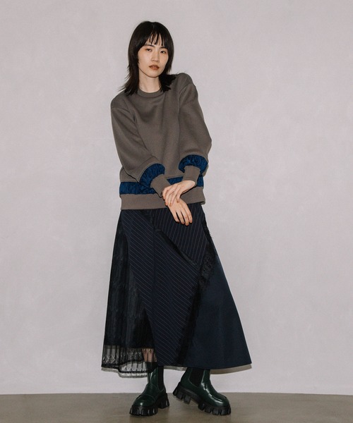 「MARECHAL TERRE」 ロングスカート MEDIUM チャコールグレー レディース_画像4