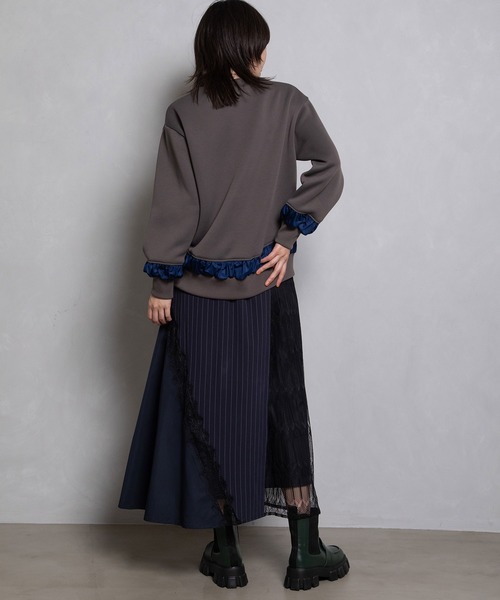 「MARECHAL TERRE」 ロングスカート MEDIUM チャコールグレー レディース_画像6