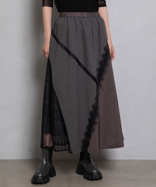 「MARECHAL TERRE」 ロングスカート MEDIUM チャコールグレー レディース_画像8