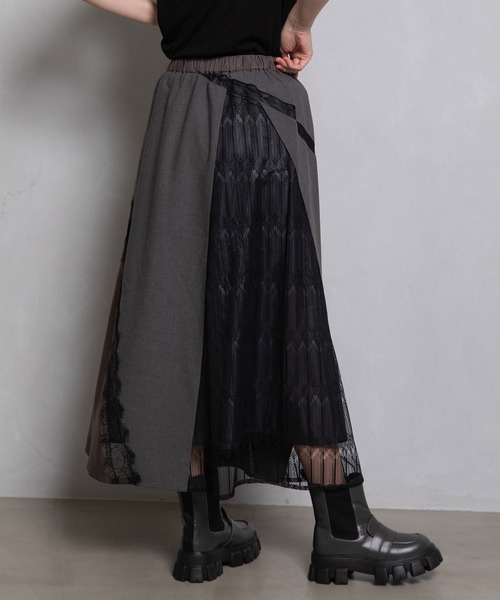 「MARECHAL TERRE」 ロングスカート MEDIUM チャコールグレー レディース_画像9