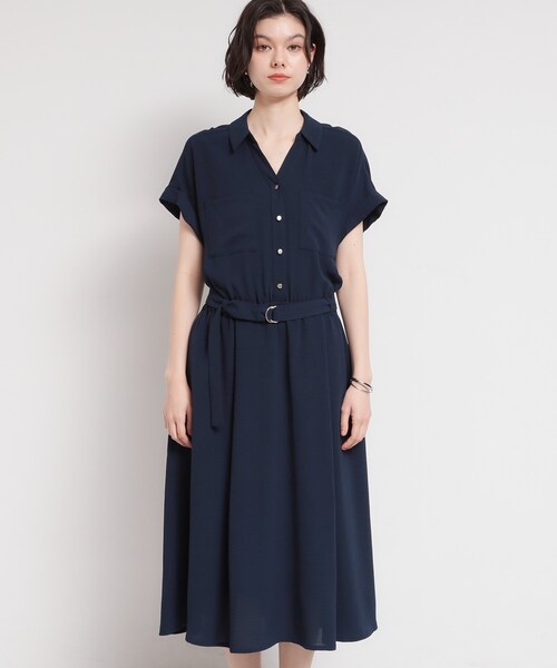 Shichiriネイビー 半袖ワンピース L THE SHOP TK ワンピース 半袖 「S-XL/ひんやり/防しわ」欲しいが詰まっ