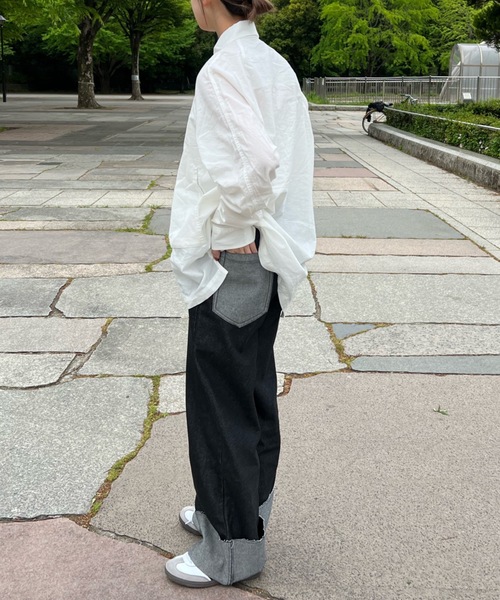 「shesame」 デニムパンツ LARGE インディゴブルー レディース_画像9
