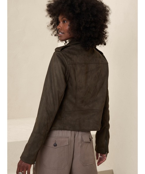 「BANANA REPUBLIC FACTORY STORE」 ライダースジャケット M ブラウン レディース_画像3