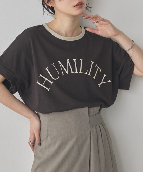 hunch（ハンチ） tシャツ 半袖 ビンテージスラブ ネック配色ロゴT