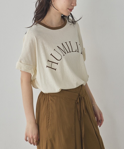 hunch（ハンチ） tシャツ 半袖 ビンテージスラブ ネック配色ロゴT