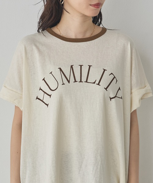 hunch（ハンチ） tシャツ 半袖 ビンテージスラブ ネック配色ロゴT
