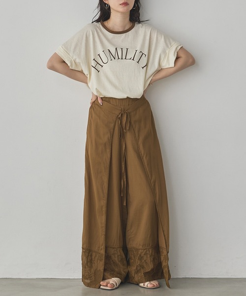 hunch（ハンチ） tシャツ 半袖 ビンテージスラブ ネック配色ロゴT