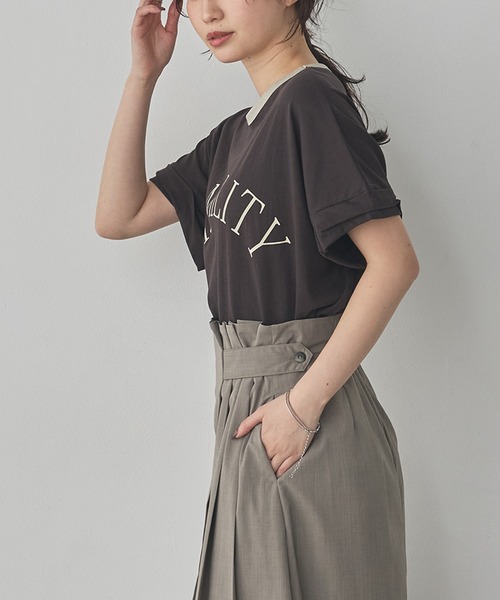 hunch（ハンチ） tシャツ 半袖 ビンテージスラブ ネック配色ロゴT