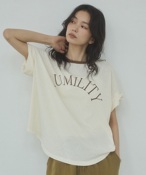 hunch（ハンチ） tシャツ 半袖 ビンテージスラブ ネック配色ロゴT
