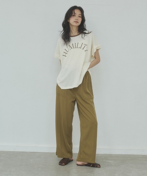 hunch（ハンチ） tシャツ 半袖 ビンテージスラブ ネック配色ロゴT