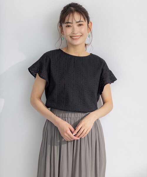 「組曲」 半袖ブラウス 5 ブラック レディース_画像3