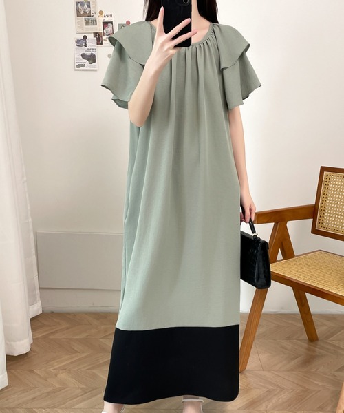 「ABITOKYO」 半袖ワンピース M グリーン レディース_画像4