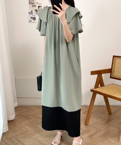 「ABITOKYO」 半袖ワンピース M グリーン レディース_画像5
