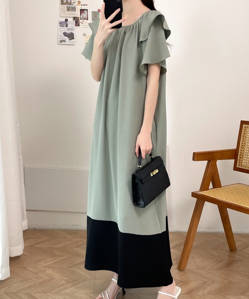 「ABITOKYO」 半袖ワンピース M グリーン レディース_画像7