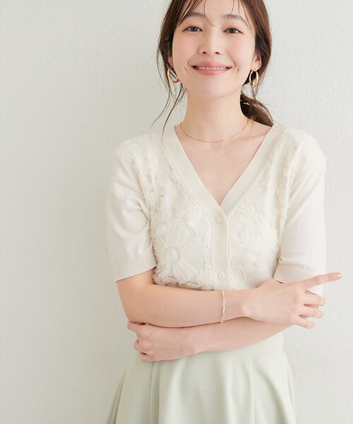 natural couture ニット セーター フラワーチュールニット レディース
