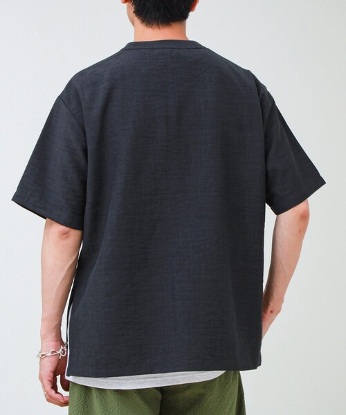 GLOSTER（グロスター） tシャツ 「布帛ライクできれい見え」麻混サイド
