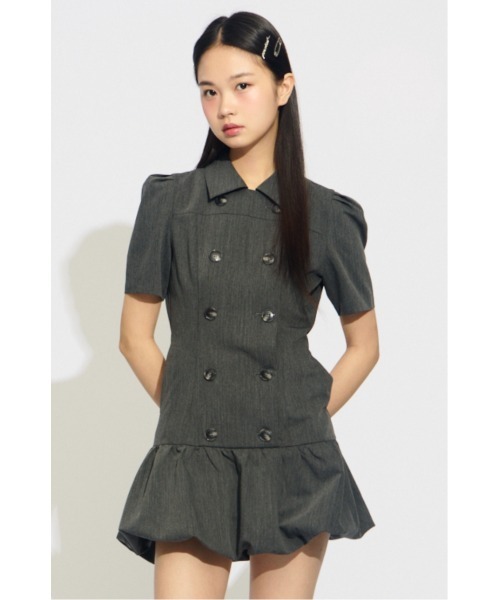 新品未使用☆SLY DOUBLE BUTTON BALLON ショートワンピース SLY（スライ） ワンピース 半袖 「SNSで話題！」DOUBLE BUTTON BALLOON