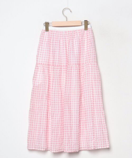 OBLI チェック柄ロングスカート S ピンク レディース : ZOZOTOWN Yahoo