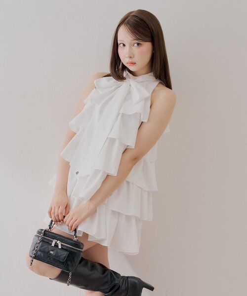 Chico ドロップデザインノースリーブワンピース Chico（チコ） ノースリーブワンピース SMALL ホワイト系その他2