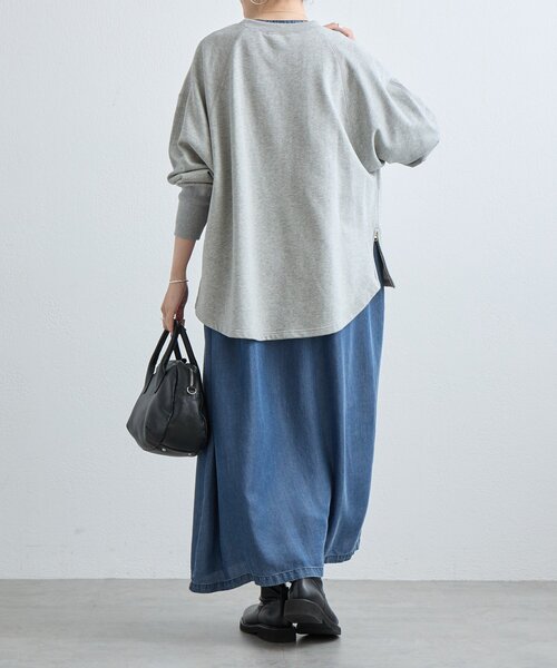 BEARDSLEY ドレープトップス 麻100% ドルマンチュニック 洗える BEARDSLEY（ビアズリー） tシャツ シシュウ入りドルマントレーナー