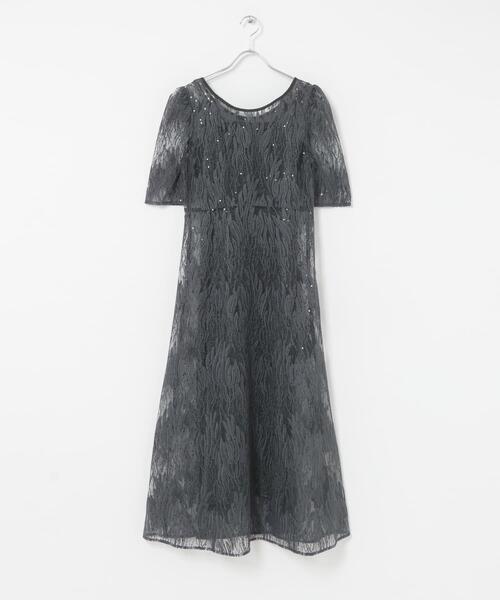 ワンピース 半袖 kaene スパンコールアネモネドレス : ZOZOTOWN Yahoo
