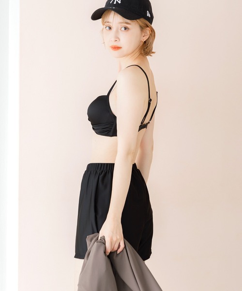 水着 バックシャンラッシュガード付き ビキニ 4点セット レディース