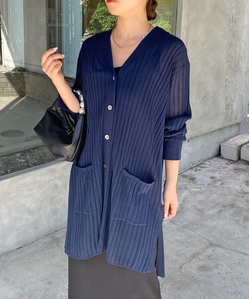 カーディガン シアーリブロングカーデ COLLAGE