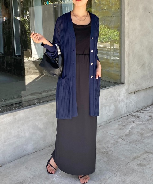 カーディガン シアーリブロングカーデ COLLAGE