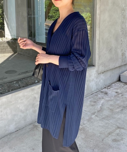 カーディガン シアーリブロングカーデ COLLAGE